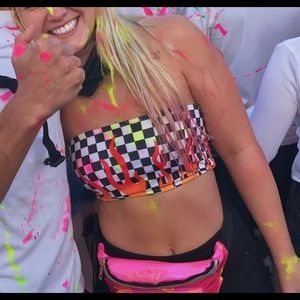 Flaming checkered festival tube top